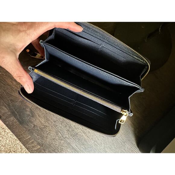 VINTAGE LOUIS VUITTON NAVY W/RED STRIPE EMPREINTE ZIP AROUND WALLET - Picture 7 of 13